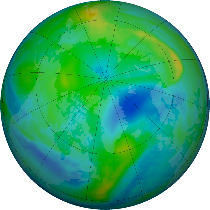 Arctic ozone map for 15 November 1990